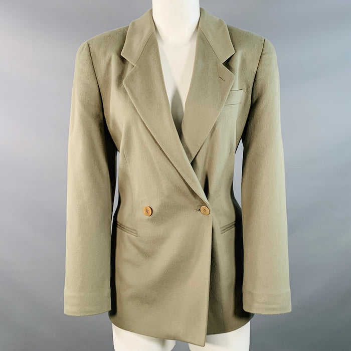 GIORGIO ARMANI Size 4 Green Sage Cashmere Double Breasted Jacket Blazer