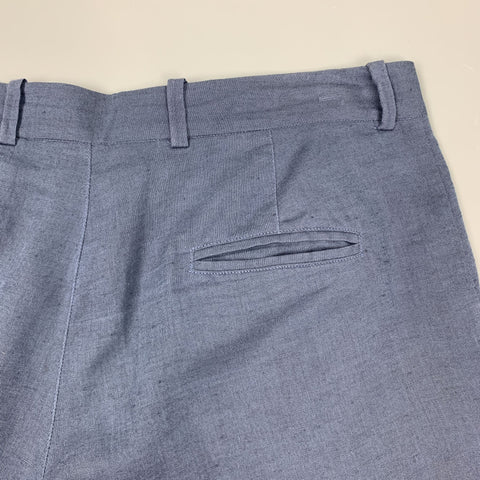 LA PERLA Size S Navy Sheer Linen / Cotton Pleated Zip Fly Shorts