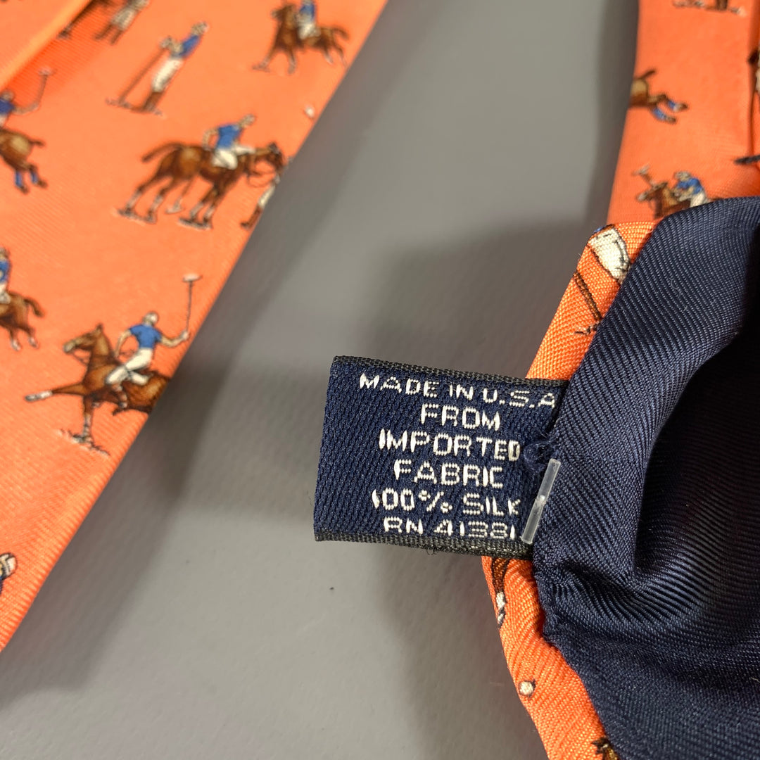 DOCUMENT Orange base with Horses Silk Tie
