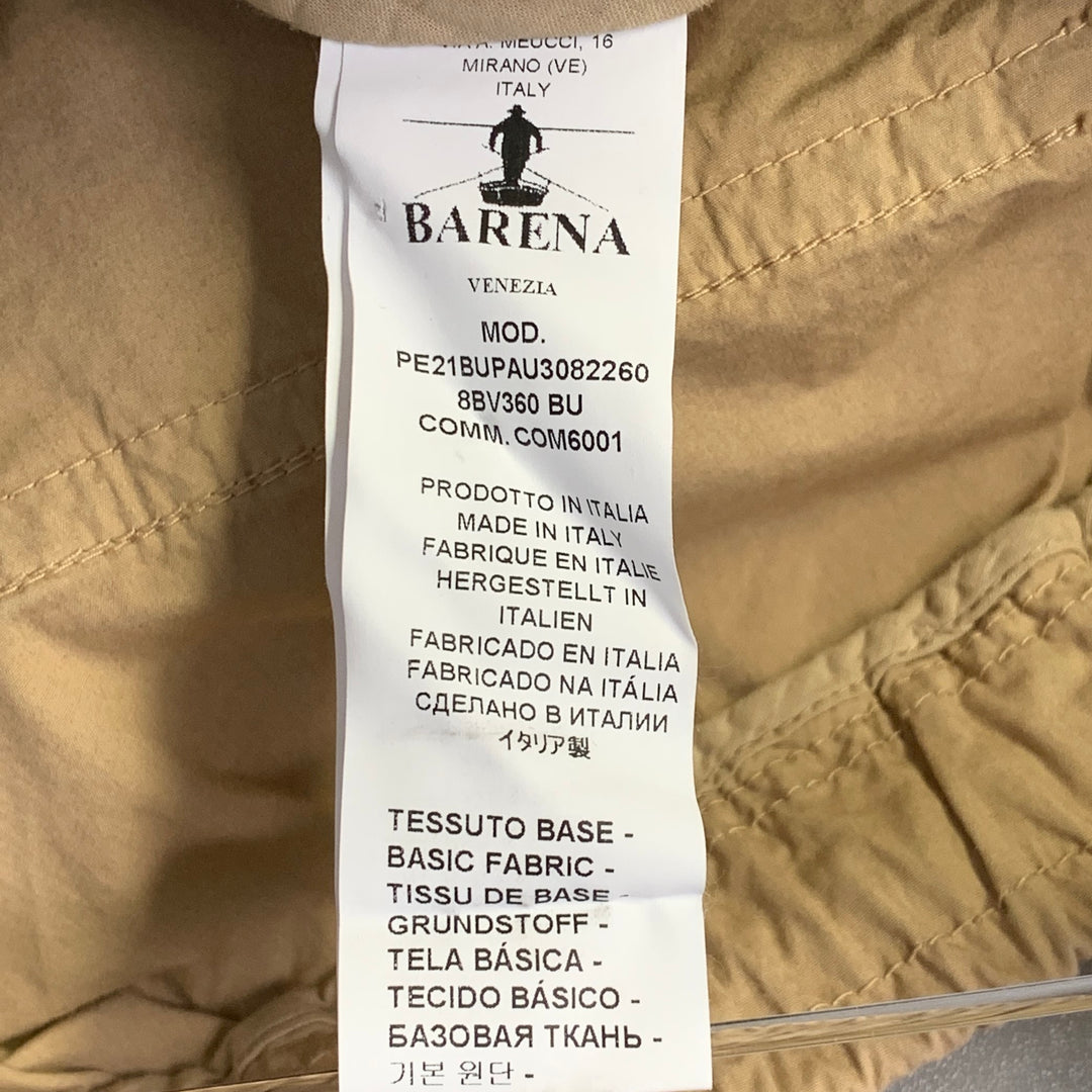 BARENA Size 32 Tan Cotton Blend Tapered Drawstring Casual Pants
