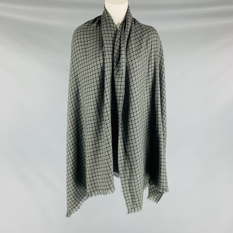 TOM FORD Grey Black Checkered Woven Scarf