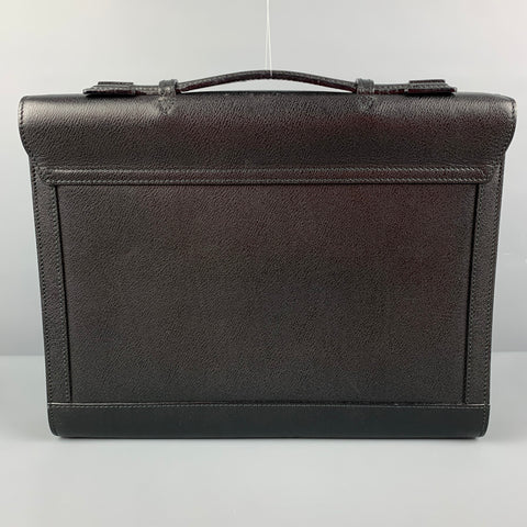 BRIONI Black Leather Brass Briefcase Bag