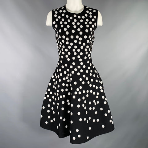 carolina herrera dress black and white Carolina Herrera Crocheted Polka Dot Midi Dress