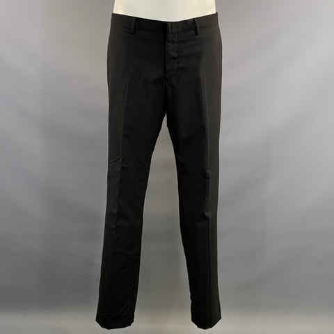 PRADA Chest Size 40 Black Wool Notch Lapel 35 31 Suit