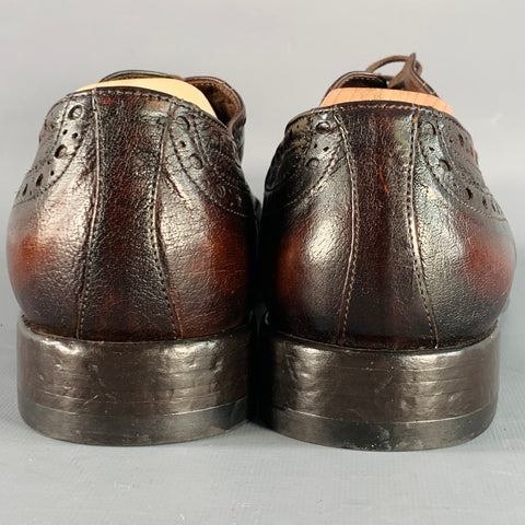 PAUL SMITH Chaussures Richelieu en cuir marron antique, bout golf fleuri, à lacets, taille 44