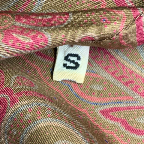 ETRO Size S Brown Burgundy Silk Paisley Shawl Collar Belted Robe Coat