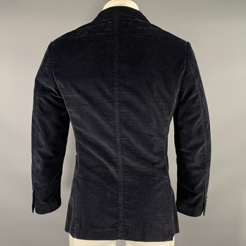 PRADA Chest Size 38 Black Corduroy Cotton Blend Notch Lapel Sport Coat