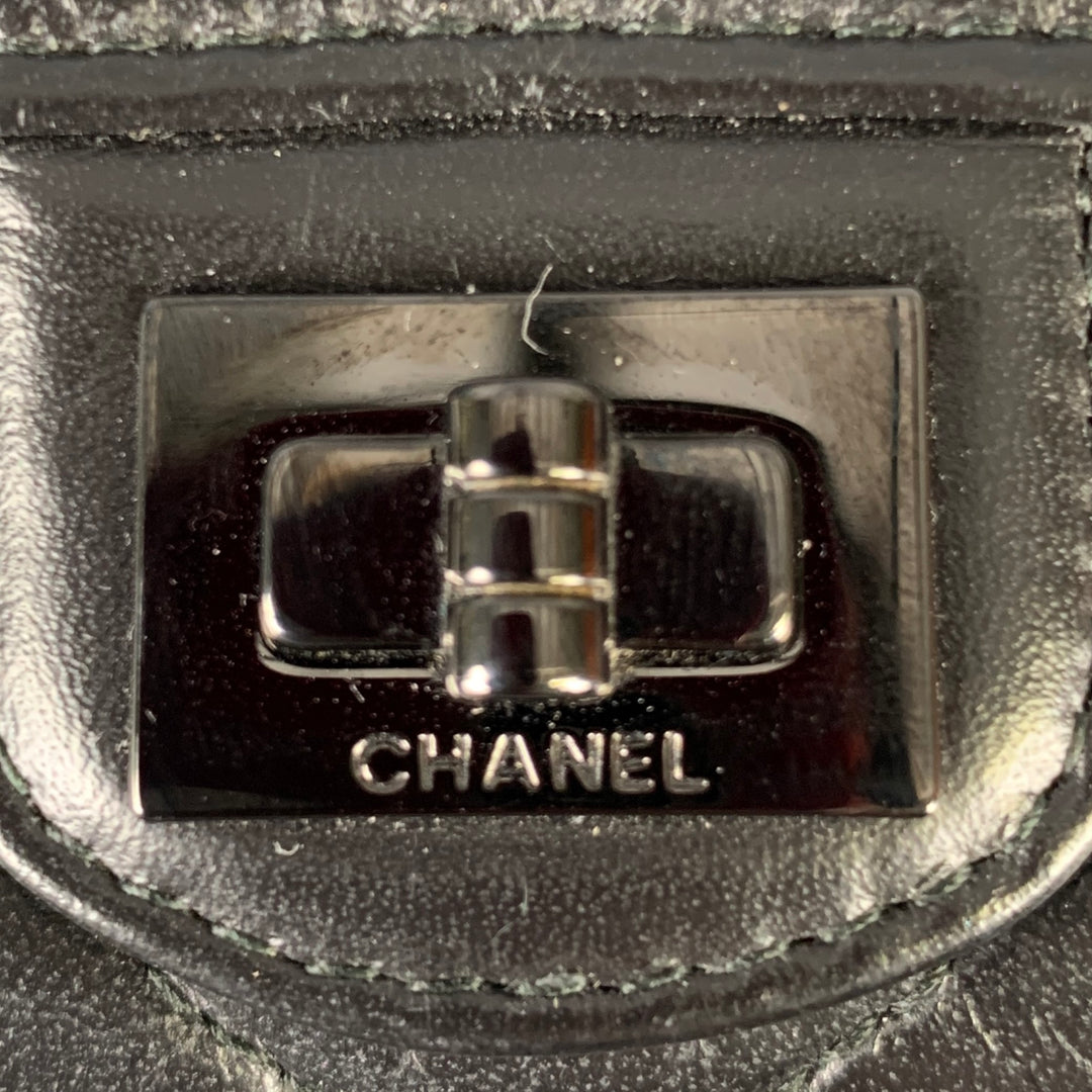 CHANEL Black Chevron Leather Card Case