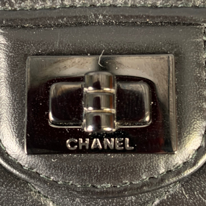 CHANEL Black Chevron Leather Card Case