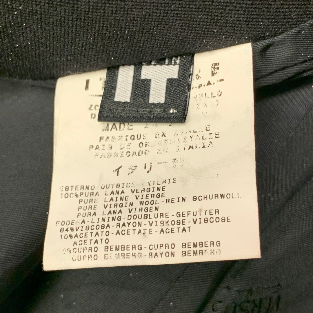 VERSUS by GIANNI VERSACE Size 8 Black Virgin Wool Nehru Collar Hidden Buttons Coat
