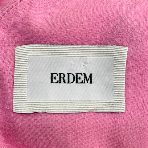 ERDEM Size 6 Pink Brown Cotton Blend Embroidered Sleeveless Long Dress