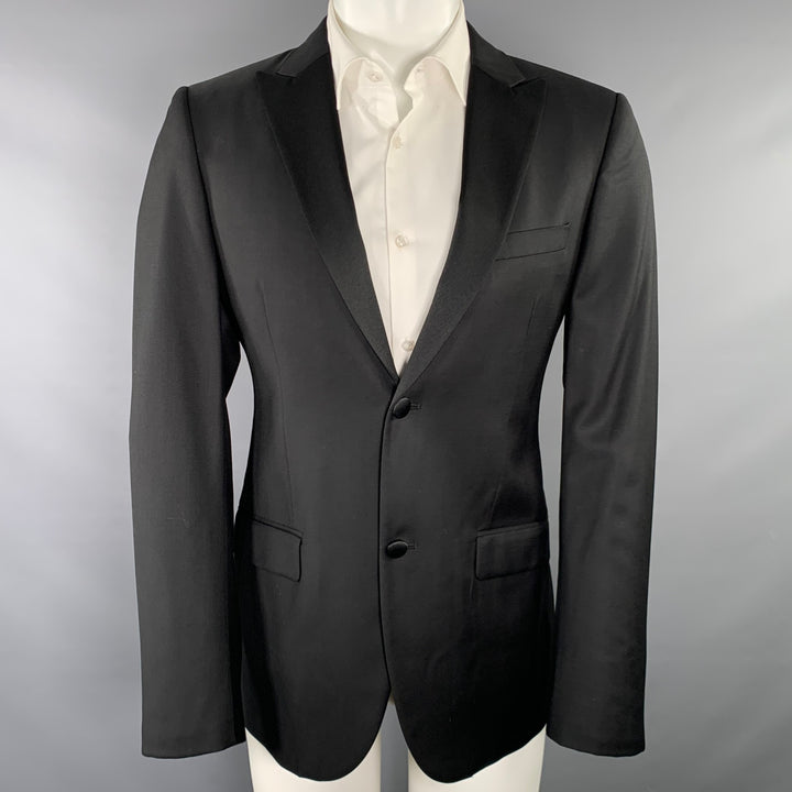 CALVIN KLEIN COLLECTION Size 36 Black Wool Peak Lapel Sport Coat