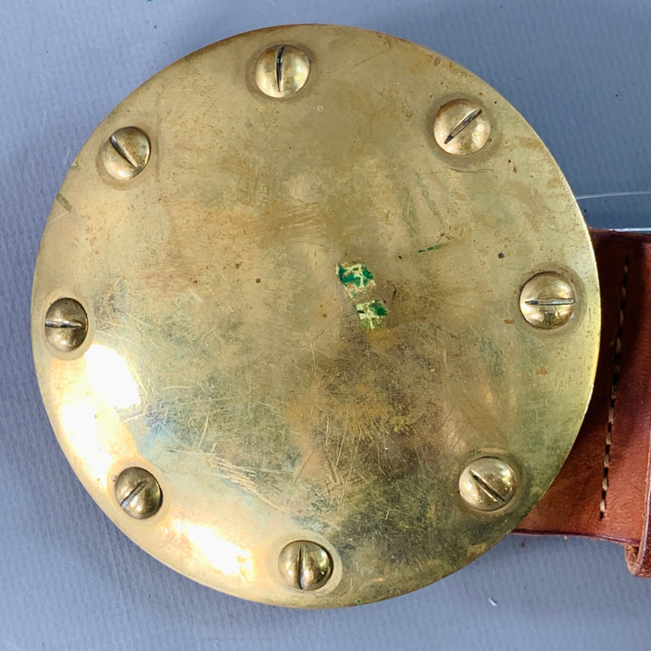 RALPH LAUREN Size 28 Brown Brass Leather Wide Belt