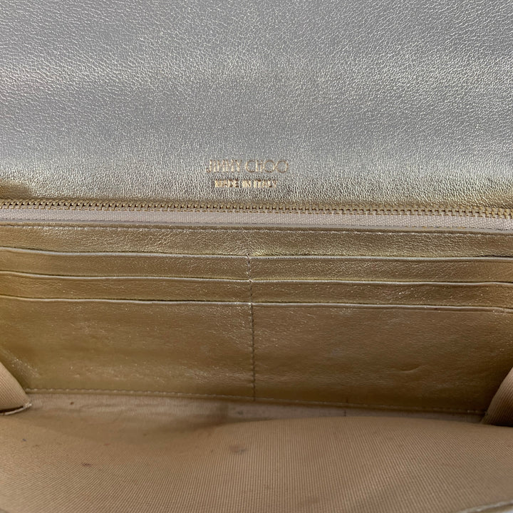 JIMMY CHOO Gold Shimmer Leather Metal Evening Handbag