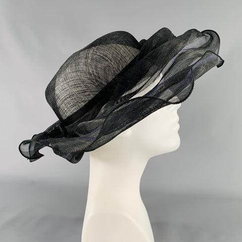 MARZI Black Nylon Straw Hat