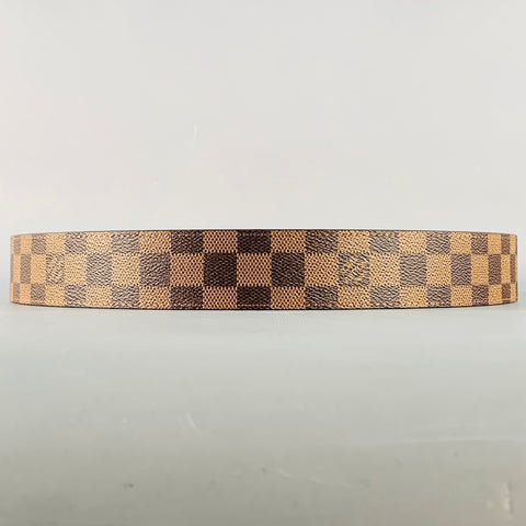 LOUIS VUITTON  Size 38 LV Initiales Brown Beige Checkered Coated Canvas Belt