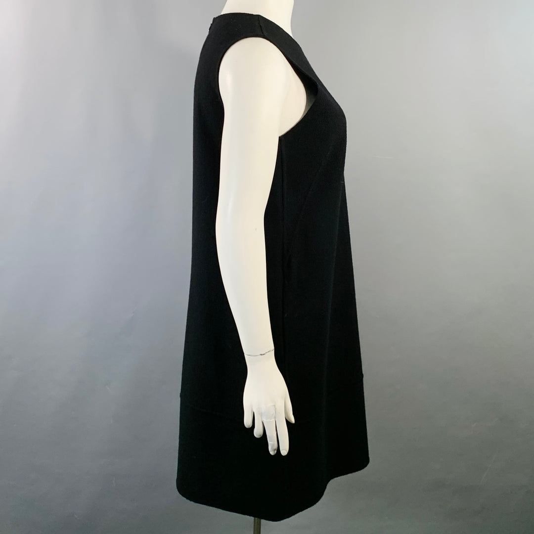 ARMANI COLLEZIONI Size 10 Black Wool Crepe Sleeveless Knee Length Dress