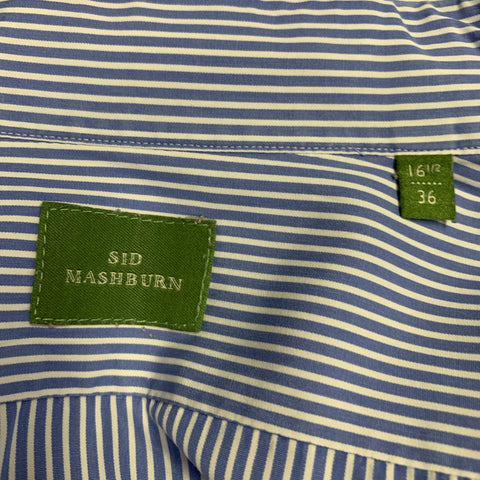 SID MASHBURN Size L Blue White Stripe Cotton One Pocket Long Sleeve Shirt