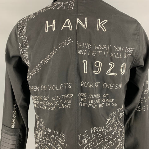 LEH Size M Black White Embroidery Shirt Jacket