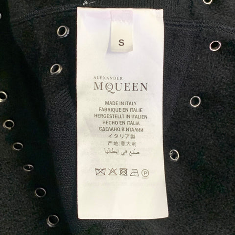 ALEXANDER MCQUEEN Size S Black Viscose Blend Studded Trim Flounce Dress