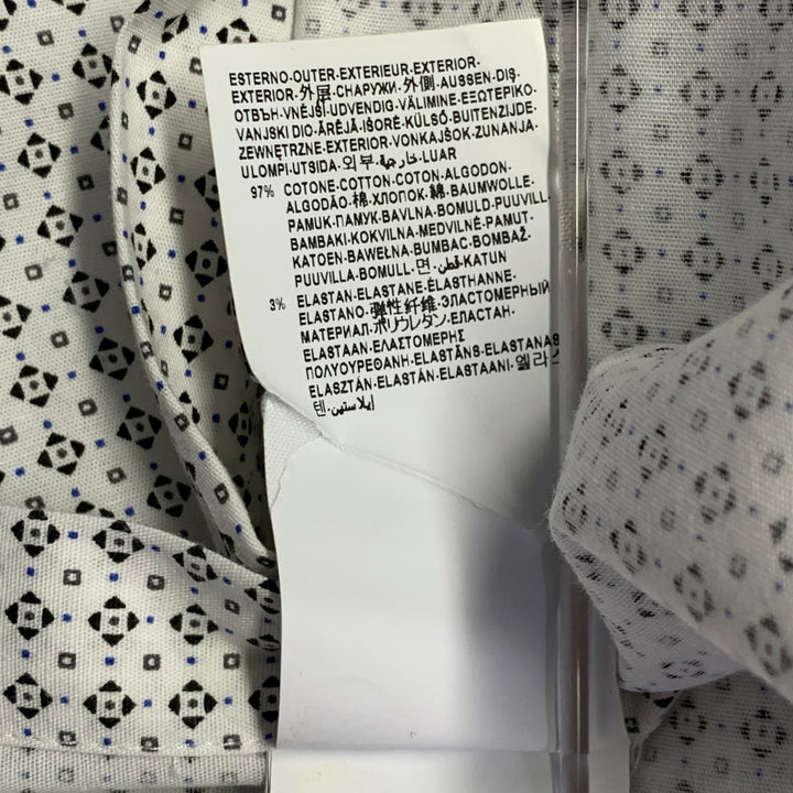 VERSACE Size XL White Black Geometric Cotton Blend Long Sleeve Shirt