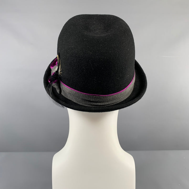 PAUL SMITH Size 7.5 Black Grey Wool Felt Hats