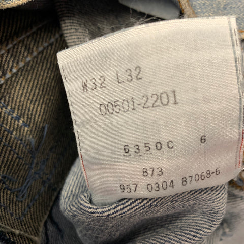 LEVI'S Size 32 Blue Light Blue Sashiko Cotton Button Fly Jeans