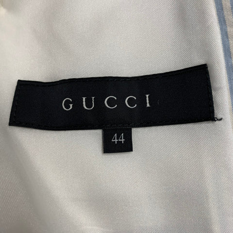 GUCCI Size XS White Light Blue Seersucker Cotton Stripe Single Breasted Suit
