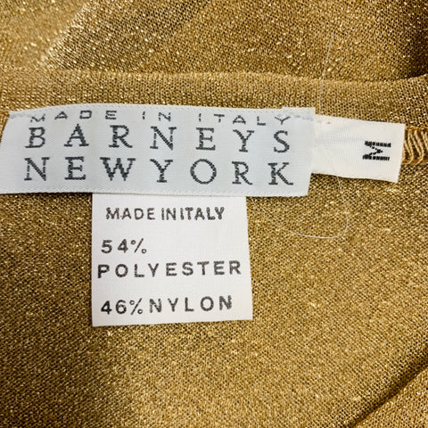 BARNEY'S NEW YORK Size M Gold Polyester Blend Sheer Short Sleeve Dress Top