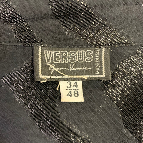 VERSUS by GIANNI VERSACE Size 34 Black Shimmery Marble Long Sleeve Shirt