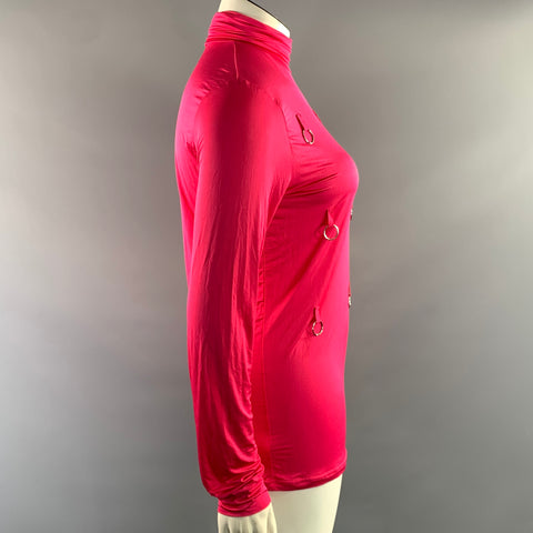 RAF SIMONS Size L Pink Viscose Blend Turtleneck Dress Top