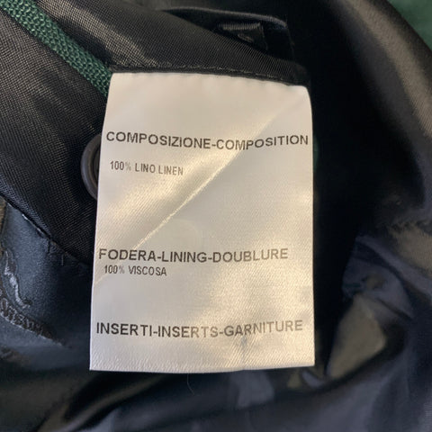 BURBERRY PRORSUM SS15 Size 44 Green Linen Double Breasted Coat