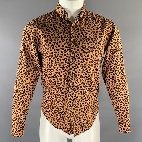 NAKED AND FAMOUS Size M Brown Black Animal Print Button Down Long Sleeve Shirt