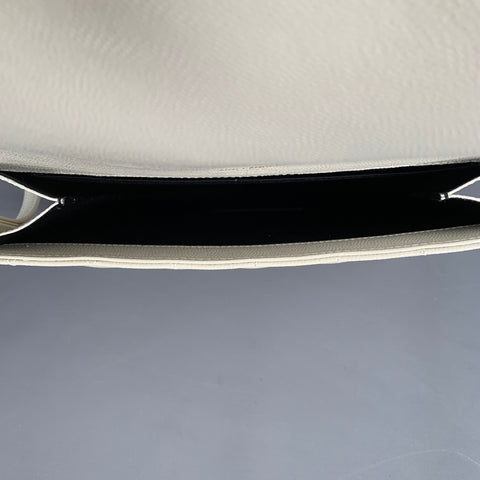 SAINT LAURENT Cream Gold Quilted Leather Clutch Handbag
