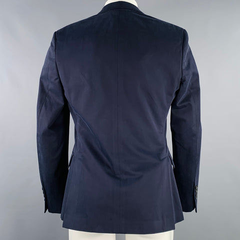TODD SNYDER Size 38 Navy Black Cotton Peak Lapel Sport Coat