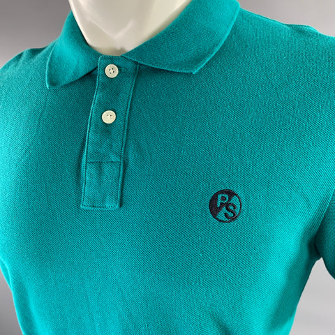 PS by PAUL SMITH Size M Turquoise Logo Cotton Polo