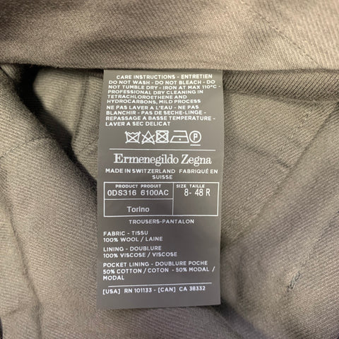 Pantalon habillé coupe slim en laine anthracite ERMENEGILDO ZEGNA Taille 32