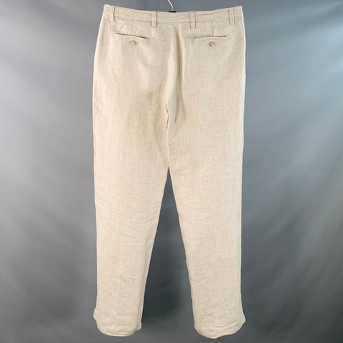 ADOLFO DOMINGUEZ Size 36 Beige Stone Woven Linen Flat Front Dress Pants