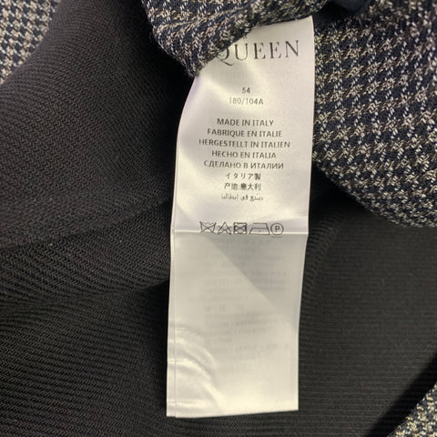 ALEXANDER MCQUEEN Size 44 Grey Black Houndstooth Cotton Blend Sport Coat