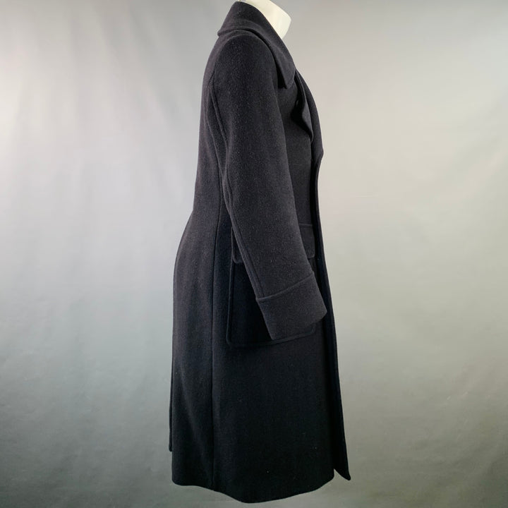 DRIES VAN NOTEN Size 40 Black Wool Double Breasted Overcoat