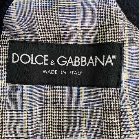 DOLCE & GABBANA Size 36 Navy Linen Notch Lapel Jacket