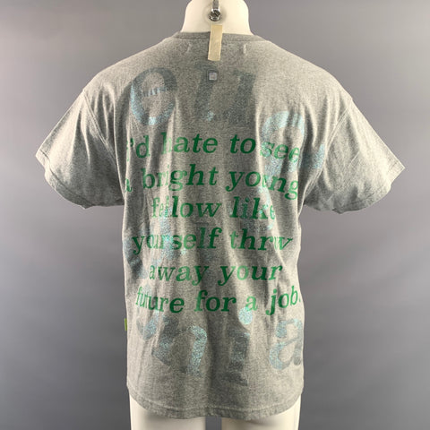 ADVISORY BOARD CRYSTALS Size M Grey Green Letters Cotton Crew Neck T shirt