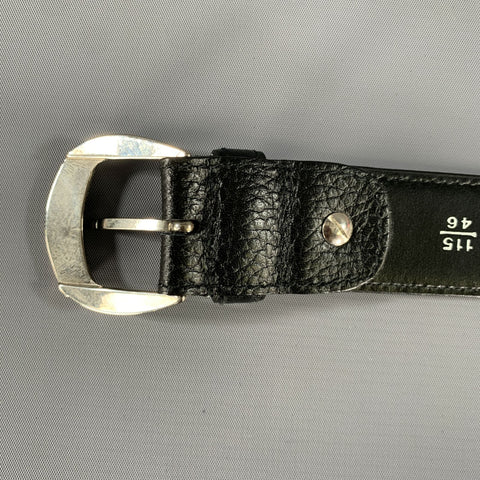 A. TESTONI Size 46 Black Pebble Grain Leather Belt