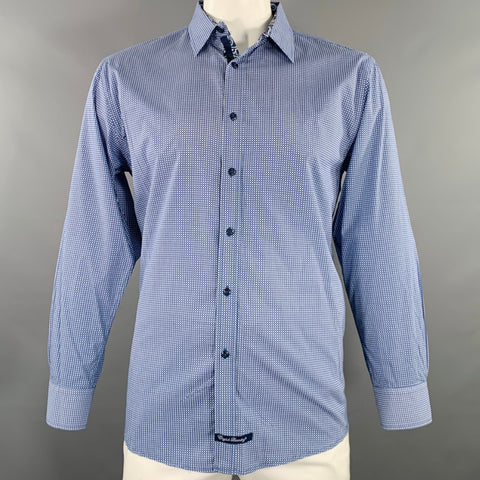 ENGLISH LAUNDRY Size L White Blue Circles Cotton Spread Collar Long Sleeve Shirt