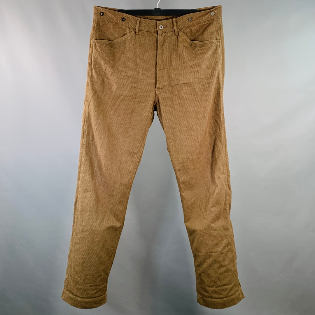 RRL by RALPH LAUREN Size 38 Brown Beige Stripe Cotton Button Fly Casual Pants