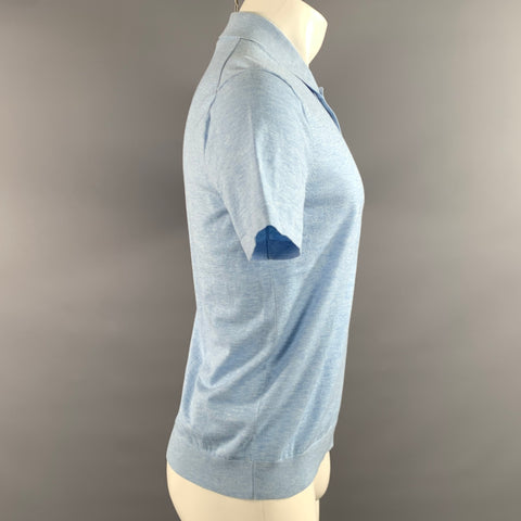 THEORY Size S Blue Light Blue Heather Spread Collar Polo