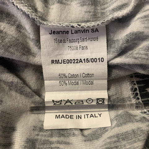 LANVIN Size M White Black Abstract Cotton Blend T-shirt