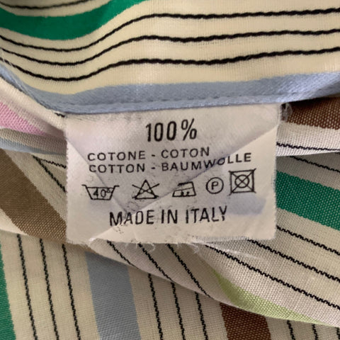 ETRO Size XL Cream Multi-Color Stripe Cotton Long Sleeve Shirt