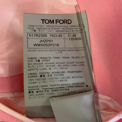 TOM FORD Size 36 Pink Mohair Wool Peak Lapel Sport Coat
