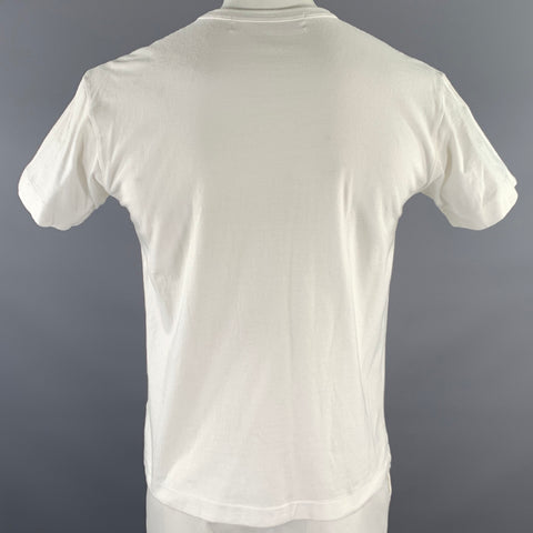 COMME des GARCONS PLAY Size XL White Gold Embroidery Cotton Short Sleeve Shirt
